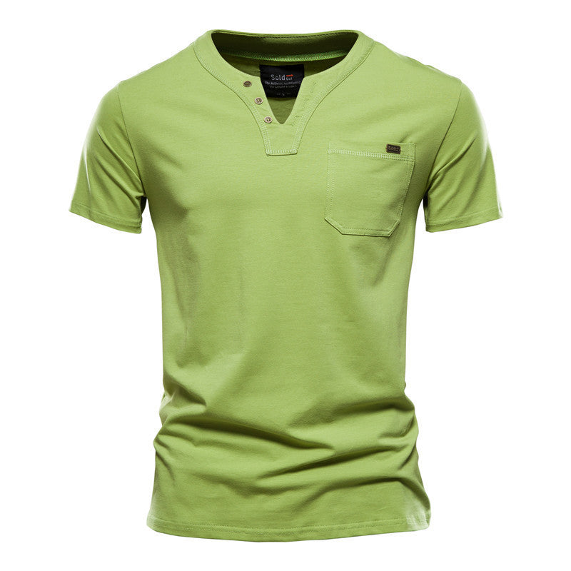 Sports T-shirt Slim Fit Cotton Pocket Men's T-shirt