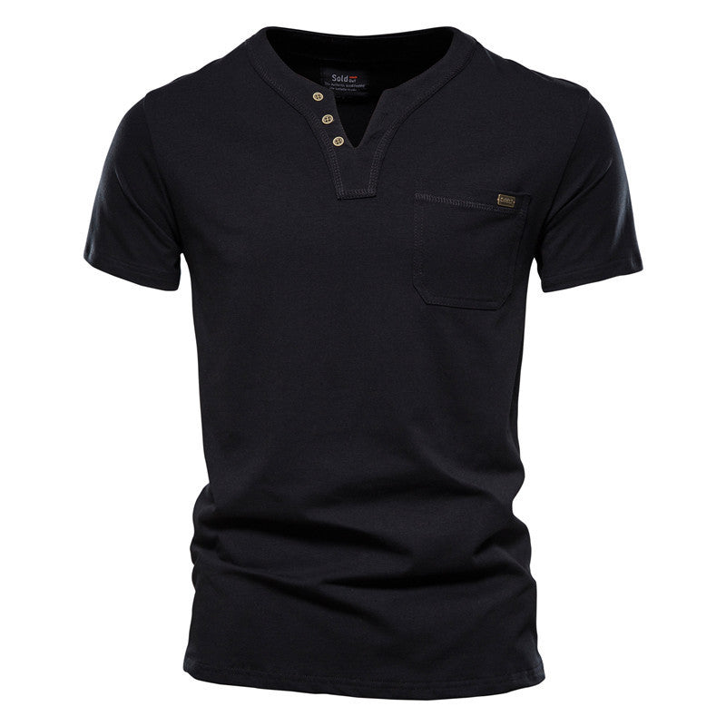 Sports T-shirt Slim Fit Cotton Pocket Men's T-shirt