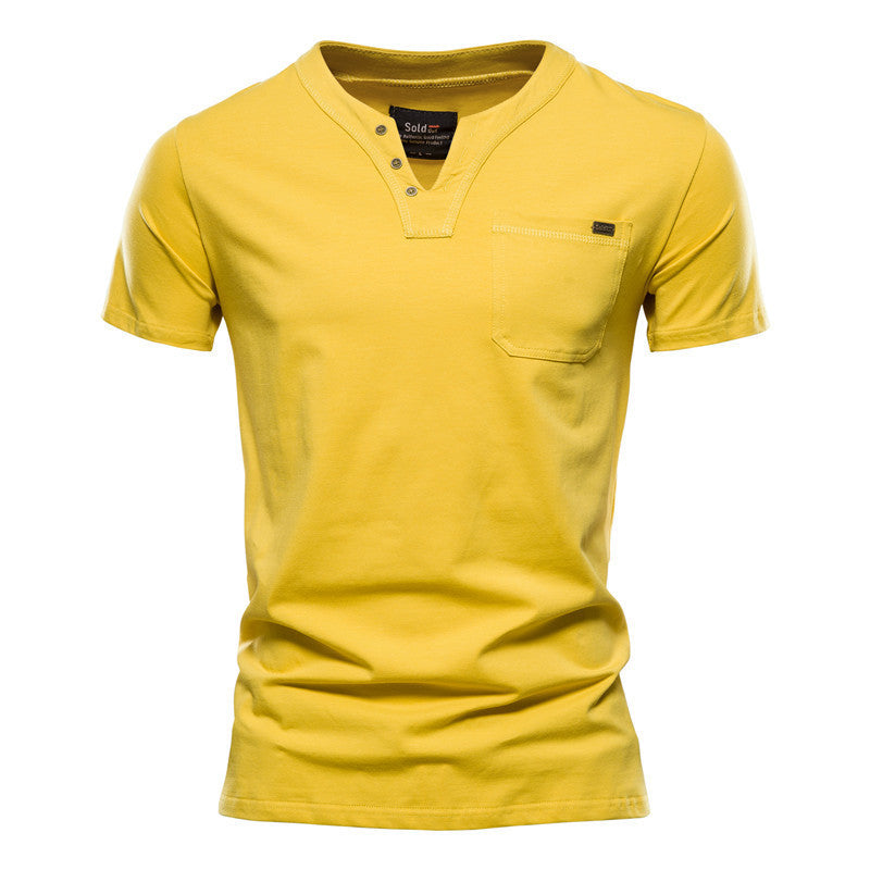 Sports T-shirt Slim Fit Cotton Pocket Men's T-shirt