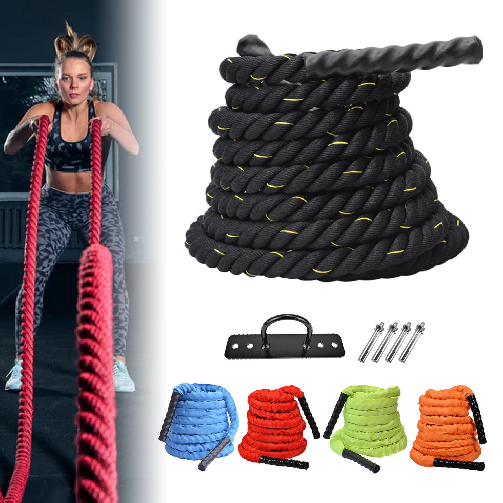 Battle Rope Tensile Resistant Flexible Heavy Duty Battle Exercise Training Rope for Fitness