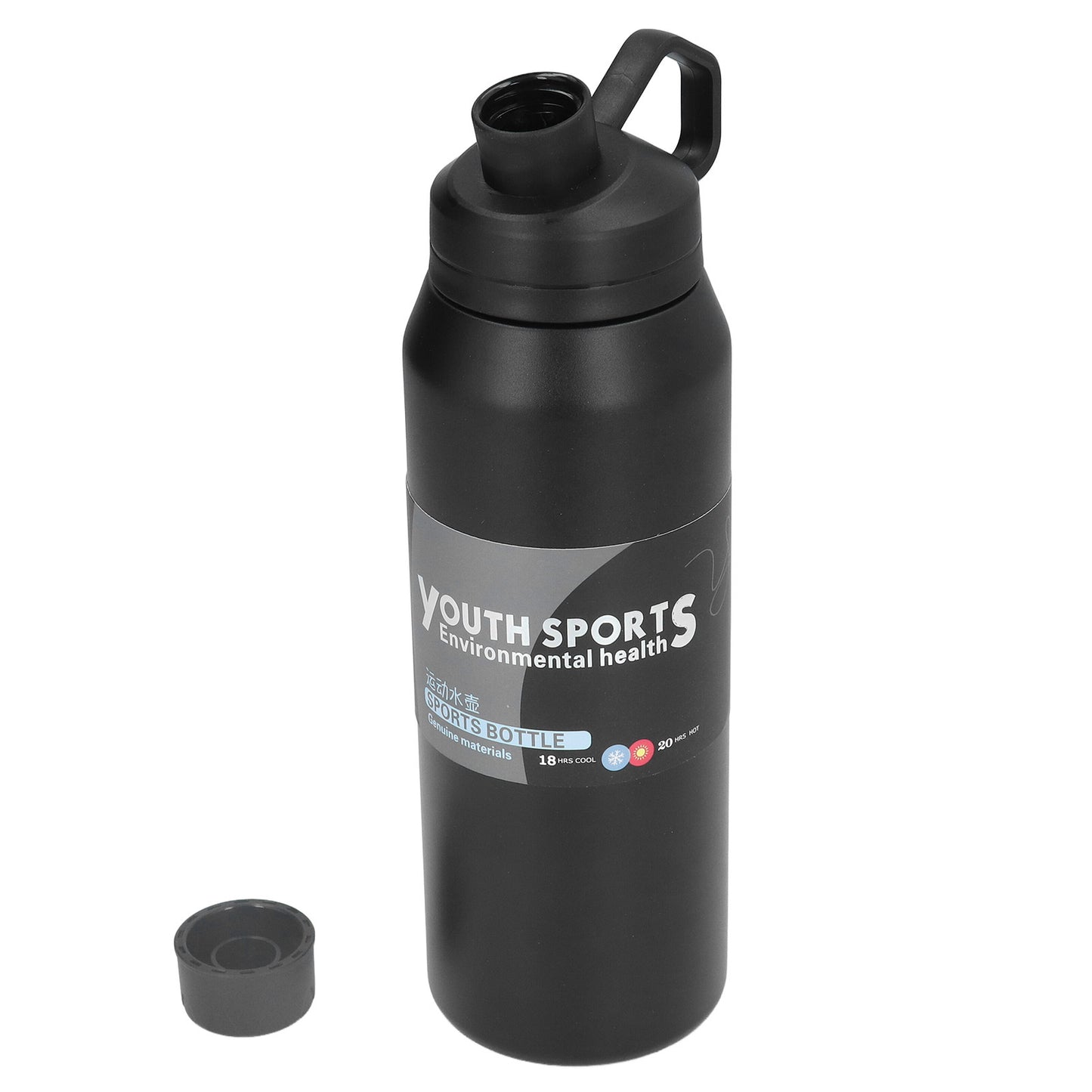 Metal Water Bottle 1000ml 304 Stainless Steel Thermal Insulation Portable Insulated Water BottleBlack