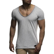 V Neck Short Sleeve Men t Shirt Slim Fit T-shirt Men Thin Top Tee Casual Summer Tshirt
