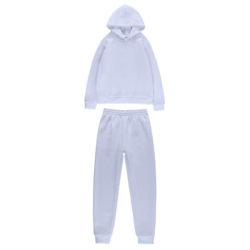 Simple Solid Color Hooded Casual Suit