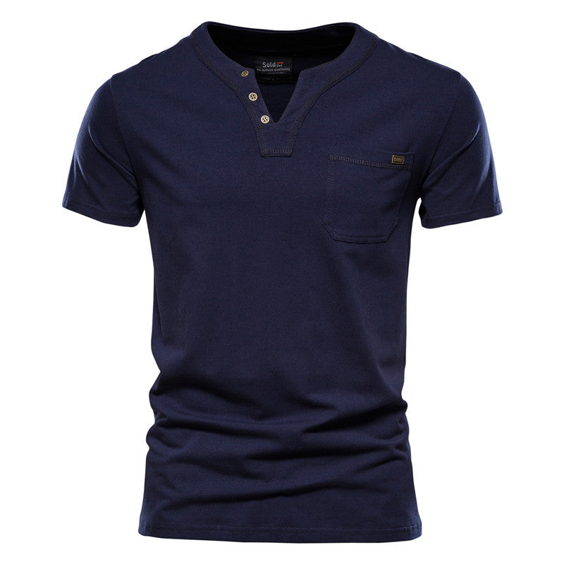Sports T-shirt Slim Fit Cotton Pocket Men's T-shirt