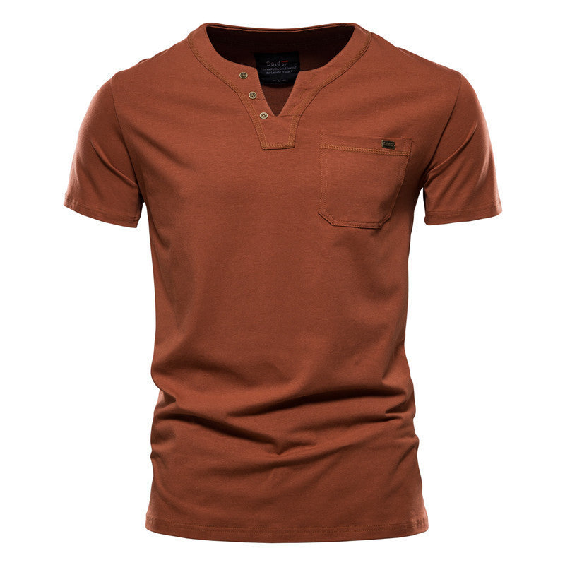 Sports T-shirt Slim Fit Cotton Pocket Men's T-shirt
