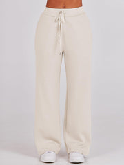 Long-sleeve Zipper Sweatshirt Wide Leg Pants Two-piece Set