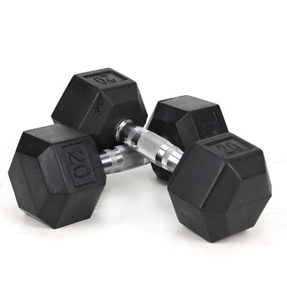 20LB 2 HDRS Rubber Coated Solid Cast Iron Dumbbells