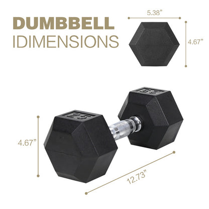 20LB 2 HDRS Rubber Coated Solid Cast Iron Dumbbells
