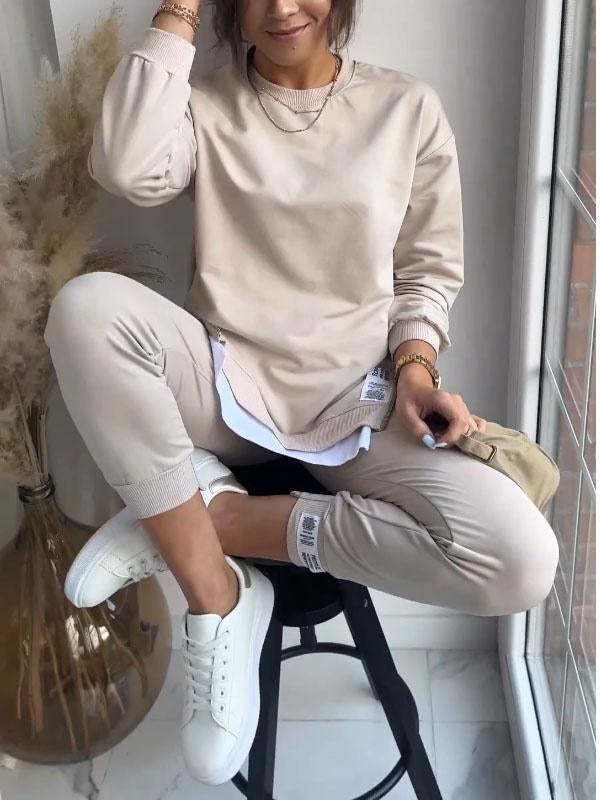 Sweatshirt Top And Slim-fit Trousers Sweatpants Casual Two Piece Set Outfit