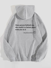 Women's Plush Letter Printed Kangaroo Pocket