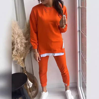 Sweatshirt Top And Slim-fit Trousers Sweatpants Casual Two Piece Set Outfit