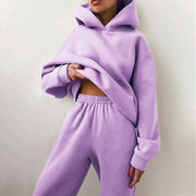 Simple Solid Color Hooded Casual Suit