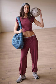 Ladies Two-piece Set Solid Color Casual Suit Short Sleeveless