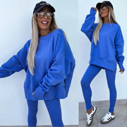 Long Sleeve Crew Neck Split Top Tight Trousers