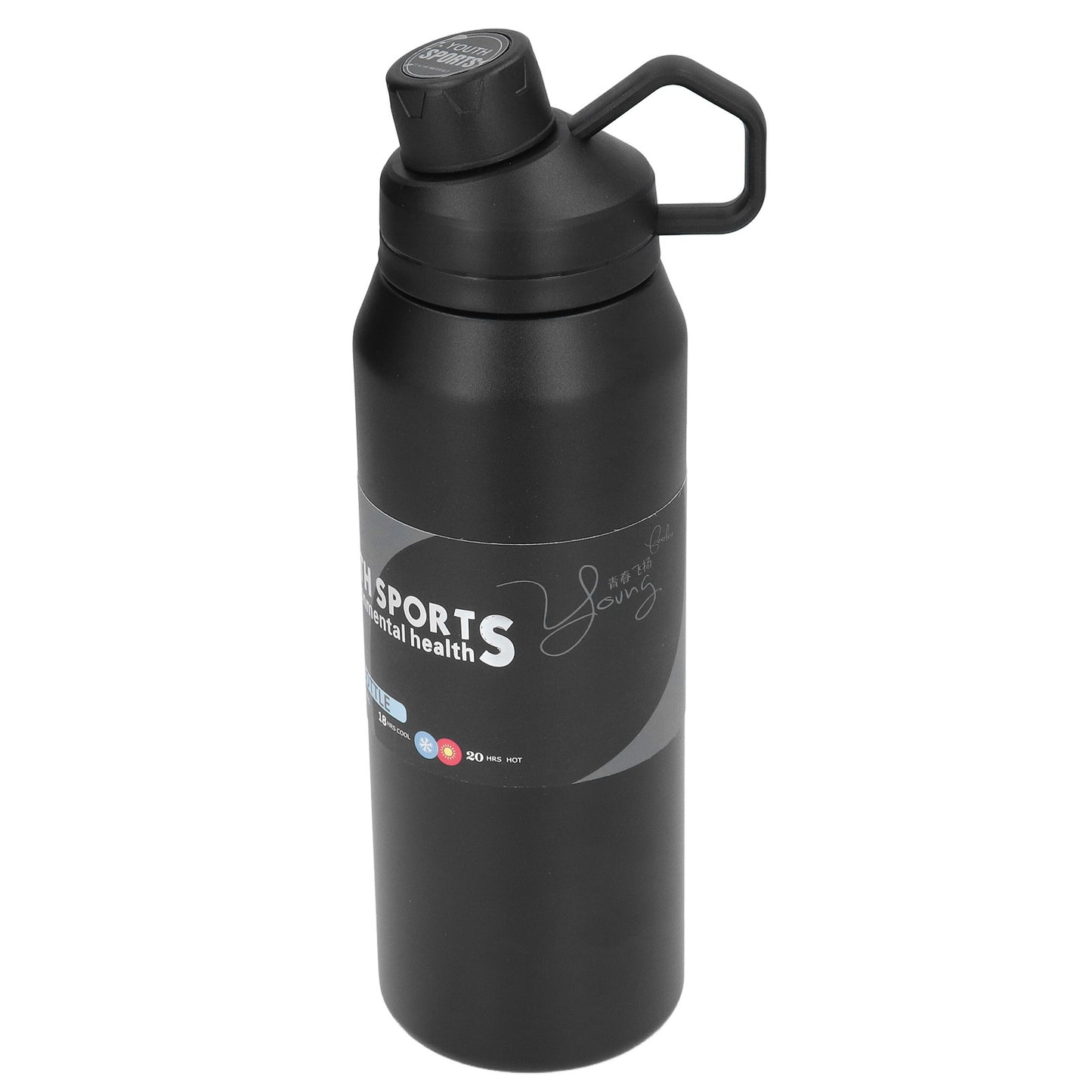 Metal Water Bottle 1000ml 304 Stainless Steel Thermal Insulation Portable Insulated Water BottleBlack