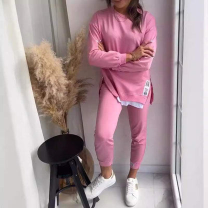 Sweatshirt Top And Slim-fit Trousers Sweatpants Casual Two Piece Set Outfit