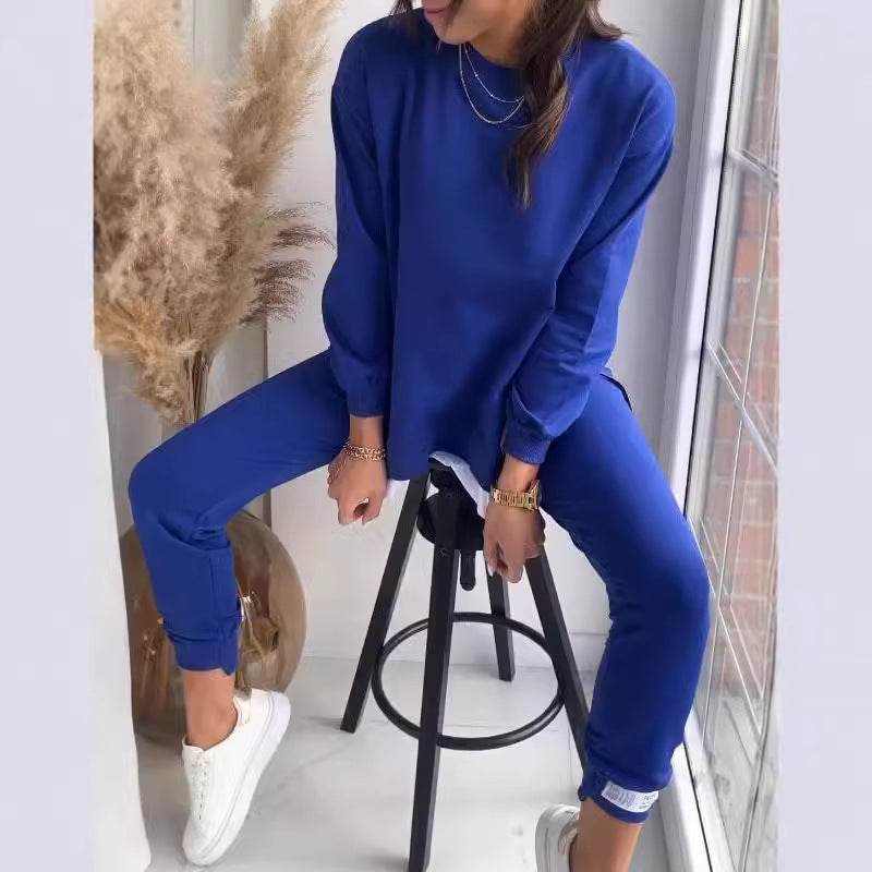 Sweatshirt Top And Slim-fit Trousers Sweatpants Casual Two Piece Set Outfit
