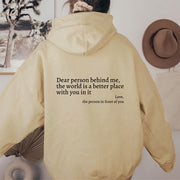 Women's Plush Letter Printed Kangaroo Pocket
