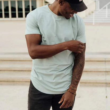 Slim Fit Muscle Round Hem Short Sleeve Popular Sports T-shirt