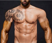 Muscle Tattoo Print 3D T-Shirt Round Neck Funy Sexy Clothing For Men