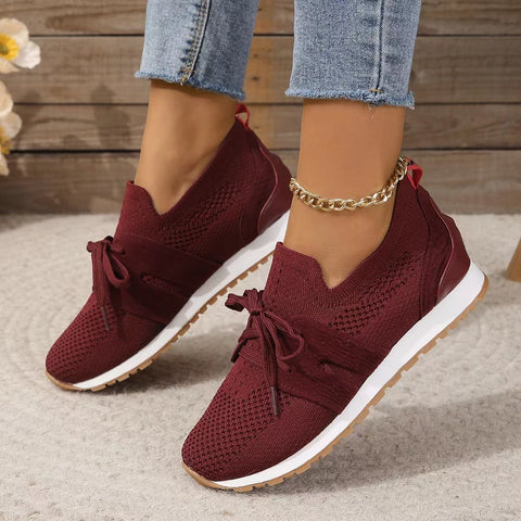 New Lace Up Mesh Flats Shoes For Women