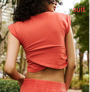 Ladies Two-piece Set Solid Color Casual Suit Short Sleeveless