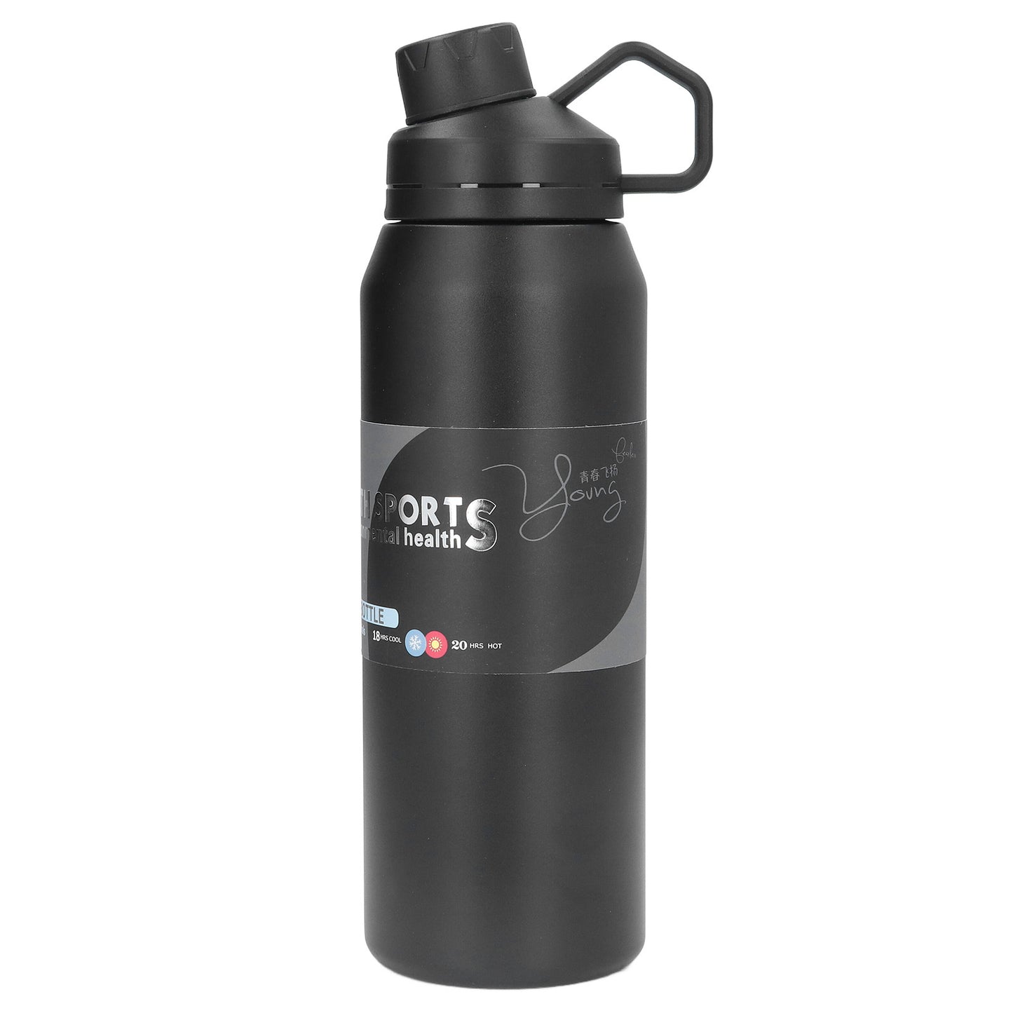 Metal Water Bottle 1000ml 304 Stainless Steel Thermal Insulation Portable Insulated Water BottleBlack