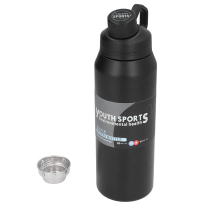 Metal Water Bottle 1000ml 304 Stainless Steel Thermal Insulation Portable Insulated Water BottleBlack