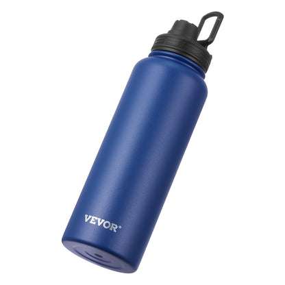 40 Oz Insulated Water Bottle Stainless Steel With Wide Mouth Lid Blue