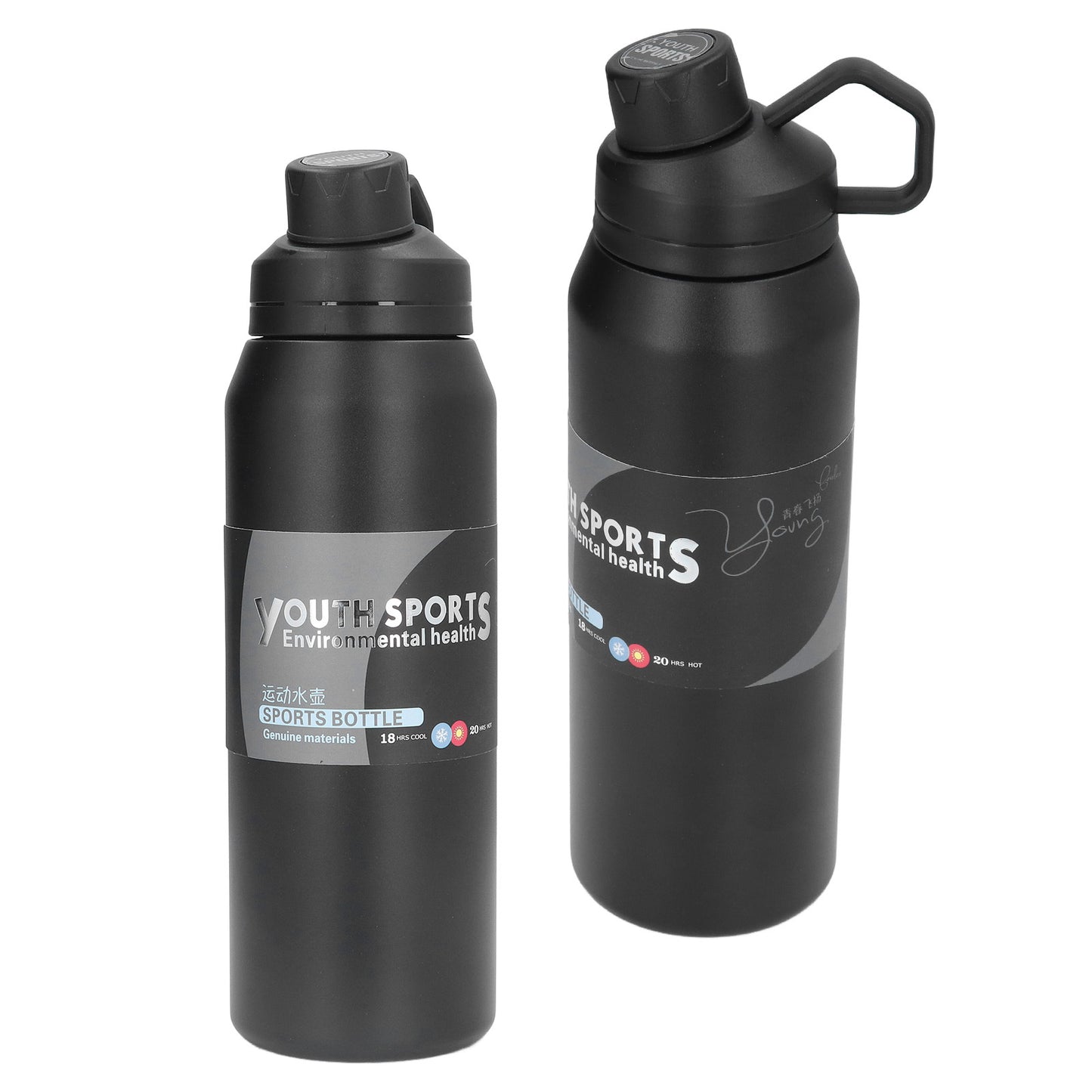 Metal Water Bottle 1000ml 304 Stainless Steel Thermal Insulation Portable Insulated Water BottleBlack