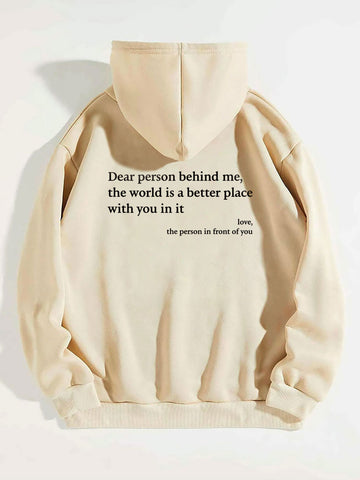 Women's Plush Letter Printed Kangaroo Pocket