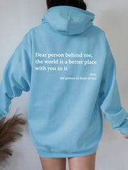 Women's Plush Letter Printed Kangaroo Pocket