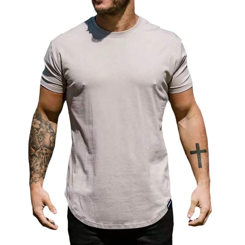 Slim Fit Muscle Round Hem Short Sleeve Popular Sports T-shirt