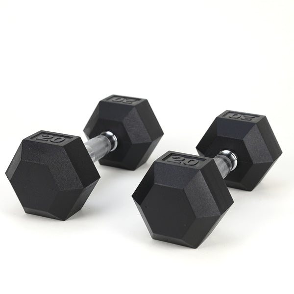 20LB 2 HDRS Rubber Coated Solid Cast Iron Dumbbells