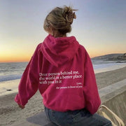 Women's Plush Letter Printed Kangaroo Pocket