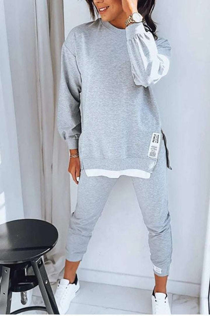 Sweatshirt Top And Slim-fit Trousers Sweatpants Casual Two Piece Set Outfit