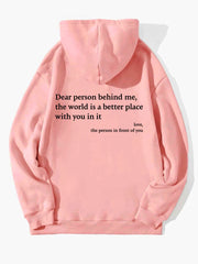 Women's Plush Letter Printed Kangaroo Pocket