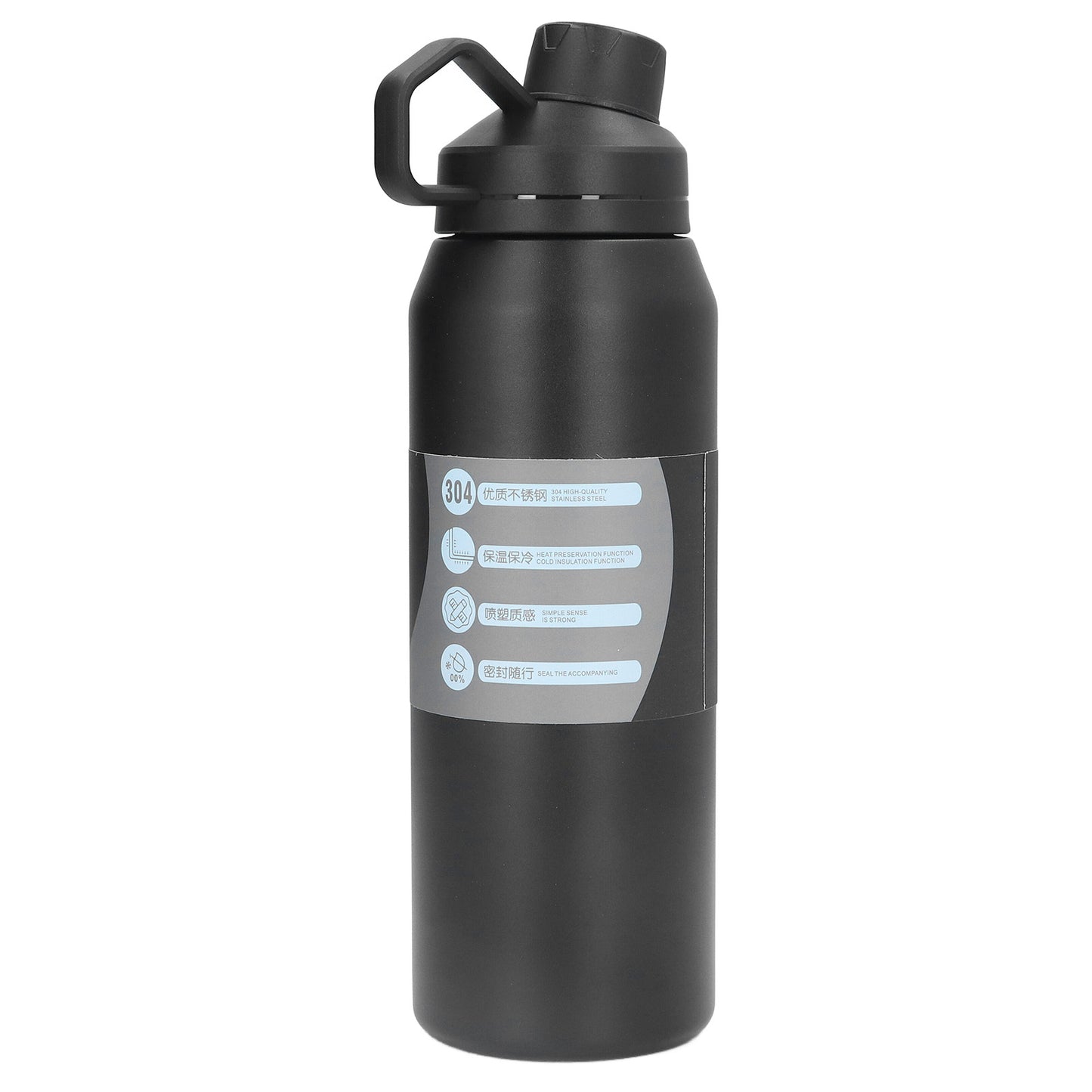 Metal Water Bottle 1000ml 304 Stainless Steel Thermal Insulation Portable Insulated Water BottleBlack